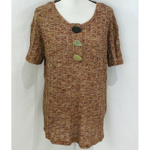 Zara Tops - Zara‎ Womens Multicolor Short Sleeve Ribbed Top M